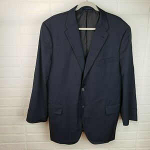 Joseph Abboud Sport Coat Mens Blazer 46R Wool Black Pinstripe 2 Button Jacket
